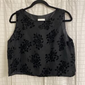 Vintage Seperate Elements 90s Women’s 8 Top Black Velvet Floral Goth Whimsigoth
